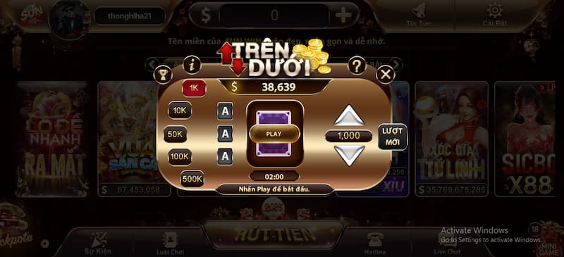 Mini game trên dưới Sunwin